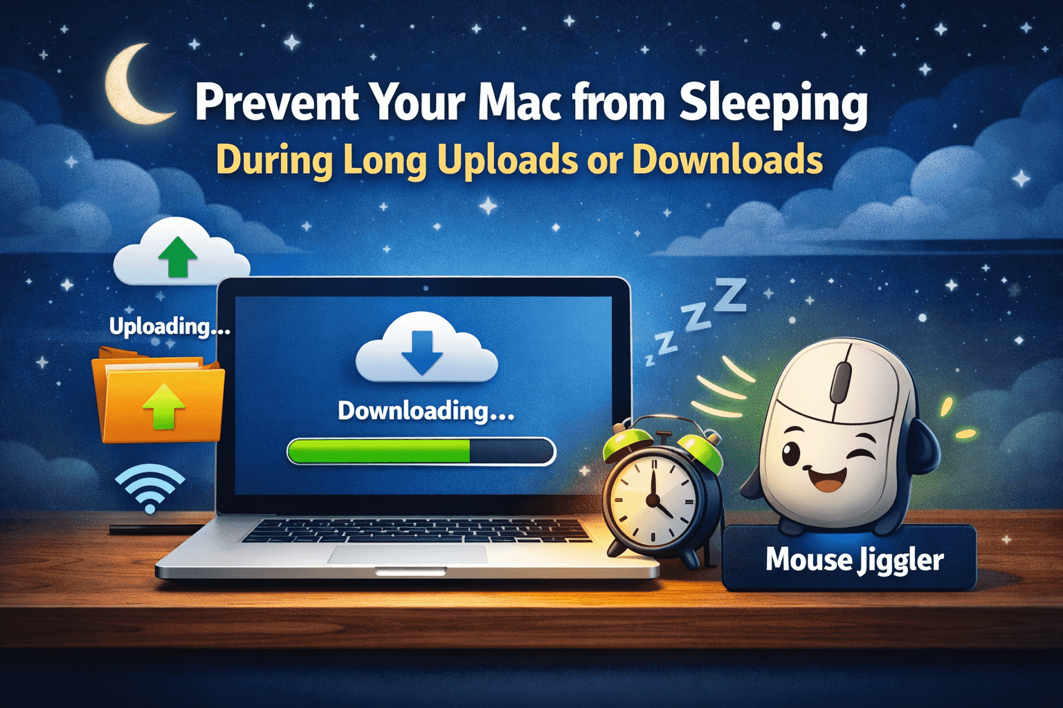 Prevent Mac from sleeping during long uploads or downloads